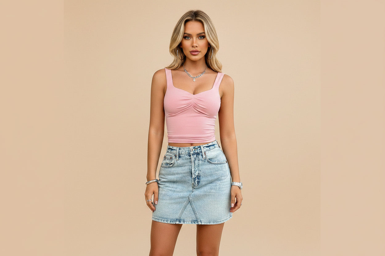 Arya | Tank Top met Ruched Sweetheart Halslijn