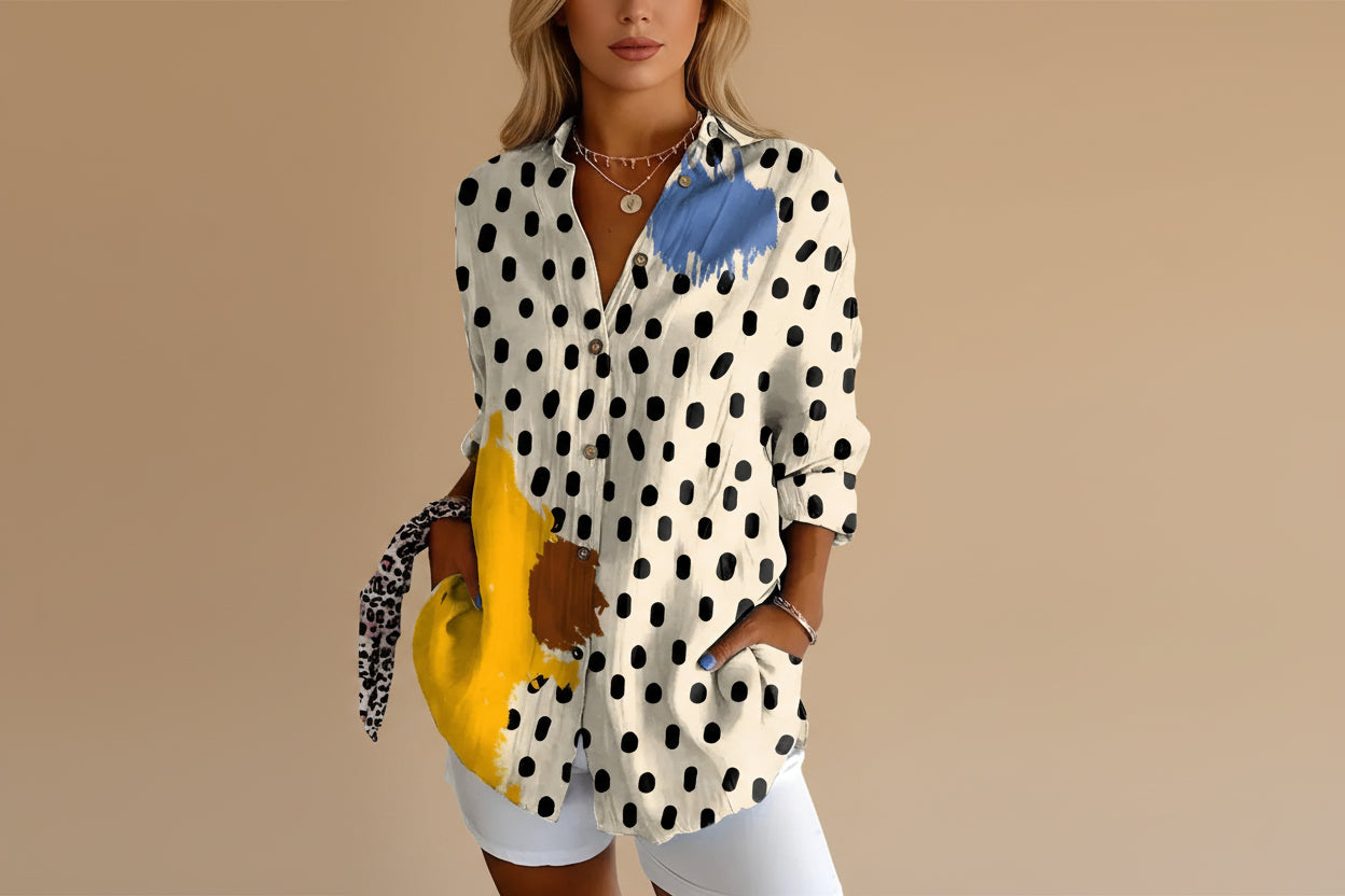 Ella | Dames Bloemen Knoop Voorkant Blouse