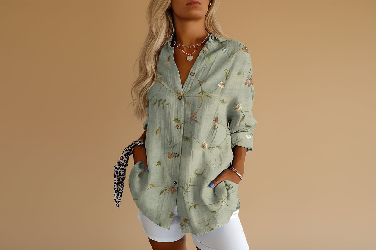 Ella | Dames Bloemen Knoop Voorkant Blouse