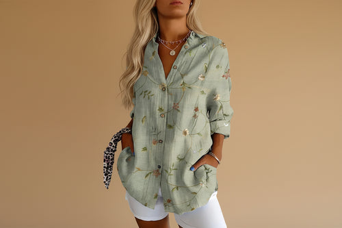 Ella | Dames Bloemen Knoop Voorkant Blouse