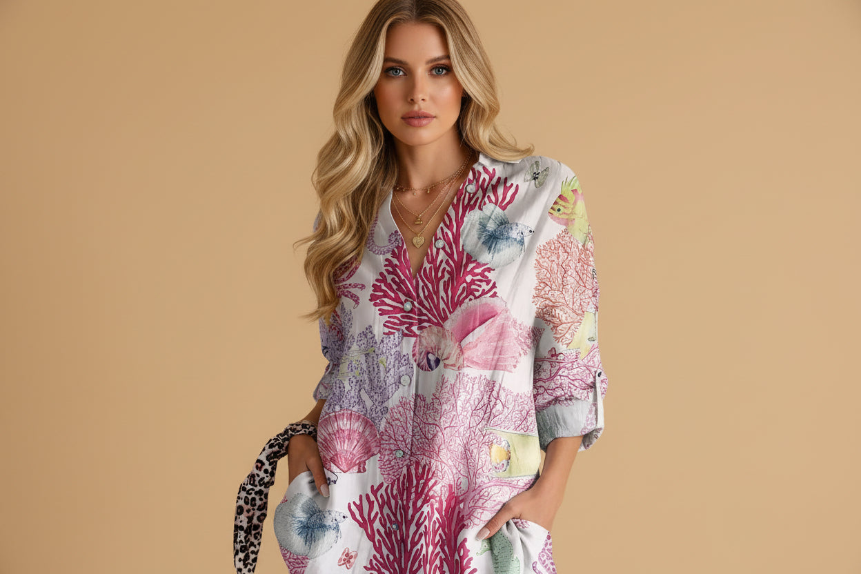 Ella | Dames Bloemen Knoop Voorkant Blouse